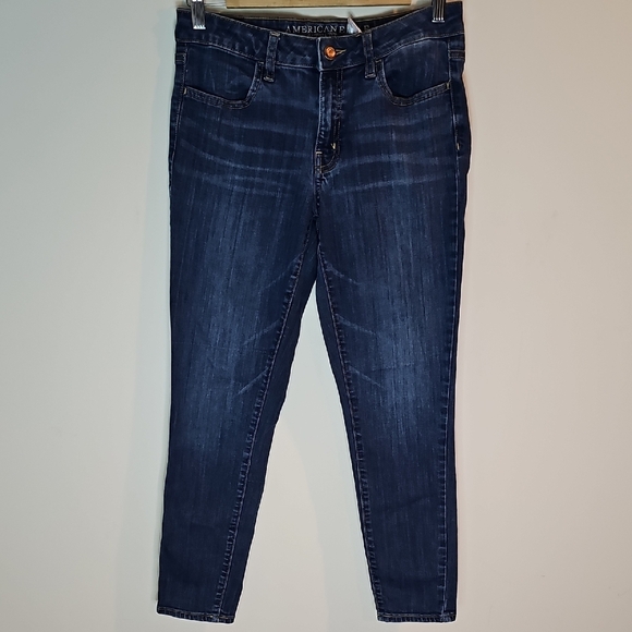 American Eagle Outfitters Size 8 Dark Blue Ankle Jeggings - Picture 1 of 9